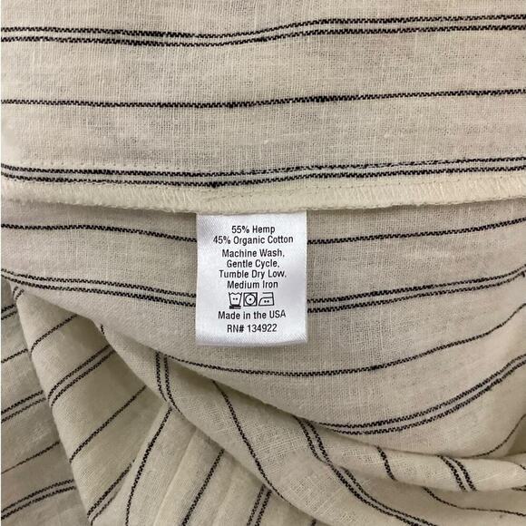 Emerson Fry Selma Long Sleeve Dress In Ivory Hemp Stripe Organic Size Medium - Picture 16 of 16
